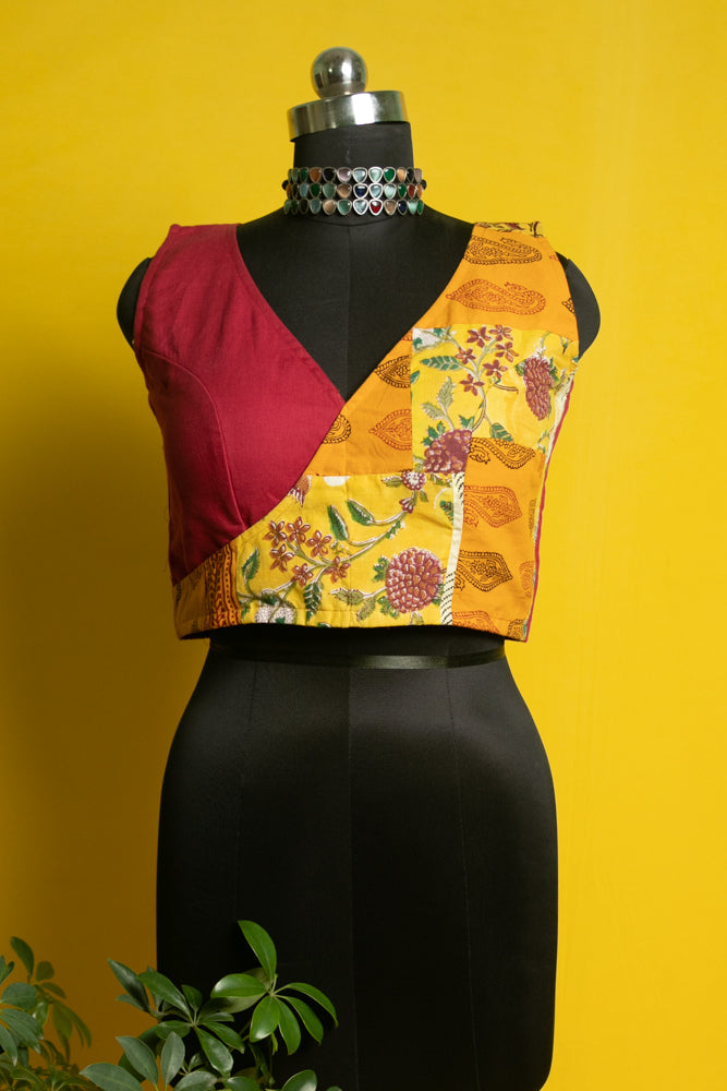 Maroon Printed Cotton Blouse main image 1