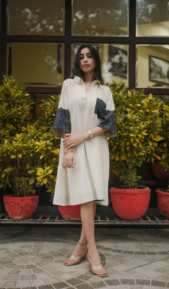 Off White Cotton Ivory Whispers Kafty Dress