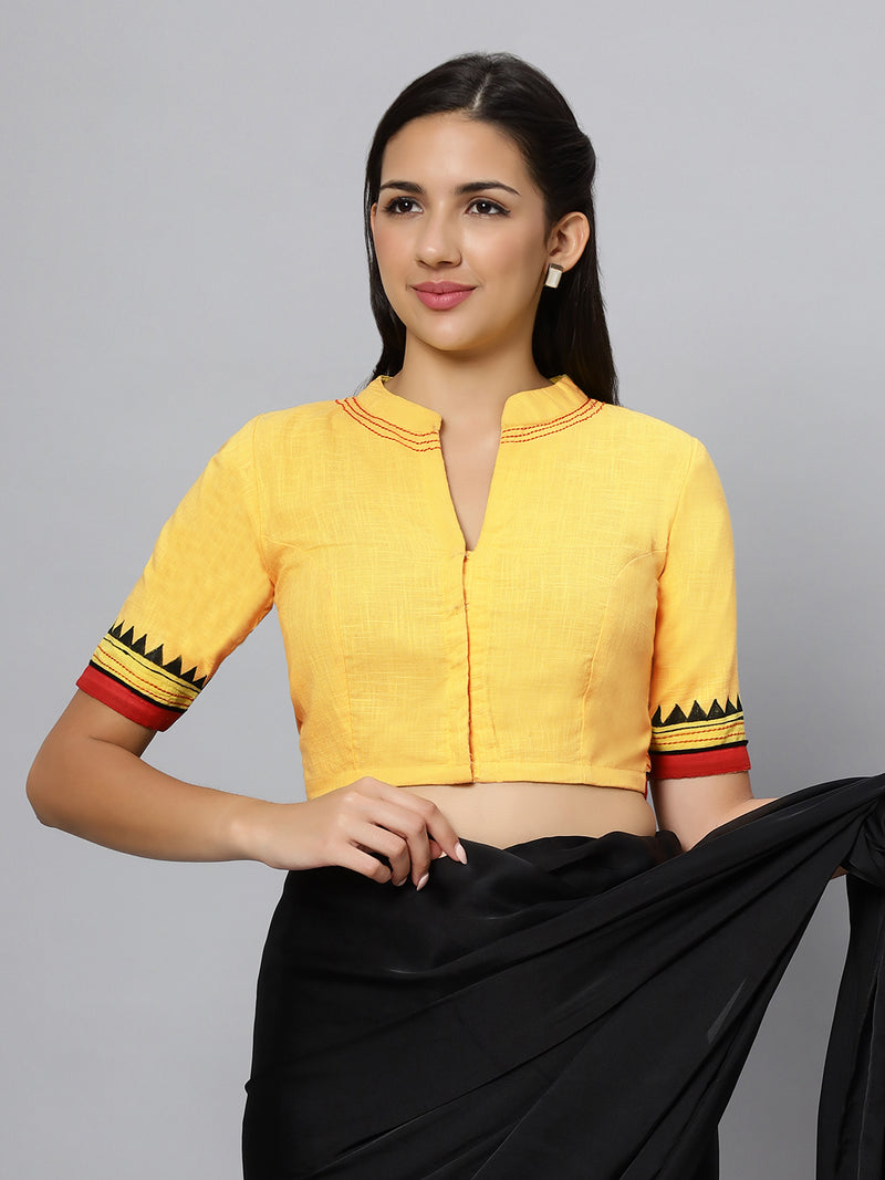 Yellow Hand Painted Cotton Blouse