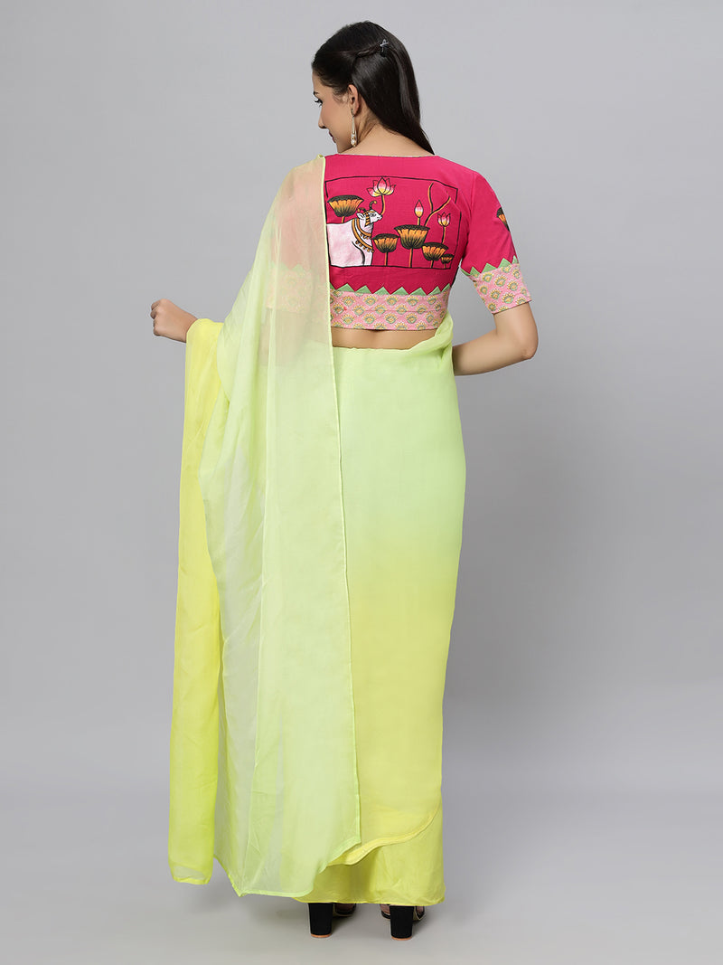 Fuchsia Pink Handpainted Rang-Raas Blouse