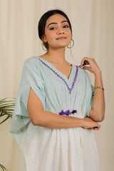 Blue Ombre Dyed Hand Embroidered Kaftan  - thesaffronsaga
