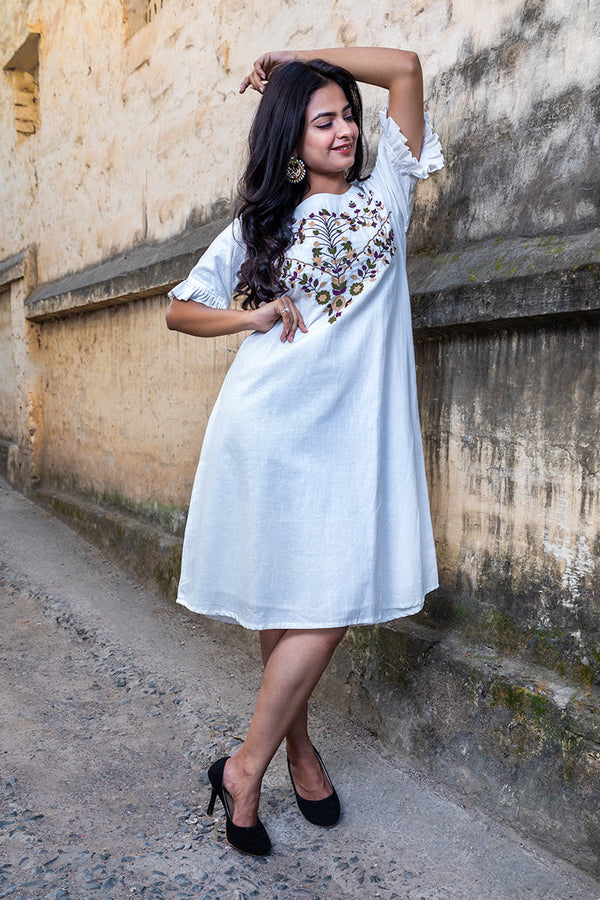 Dhawalpriya - White Embroidered Dress