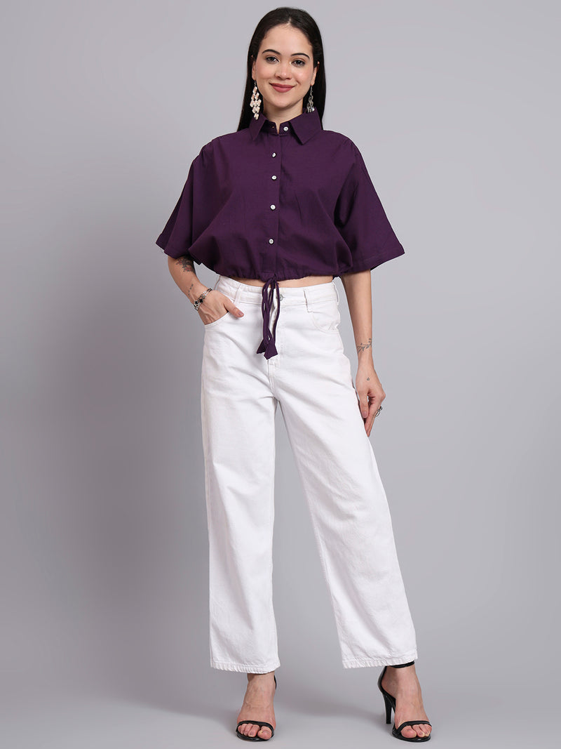 Plum Pop Cotton Drawstring Shirt
