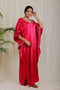 Fuchsia Pink Hand Embroidered Mushroo Silk Hand Embroidered Kaftan Dress