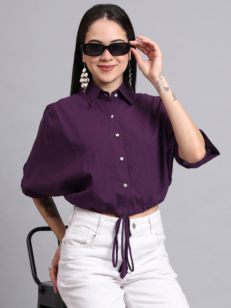 Plum Pop Cotton Drawstring Shirt