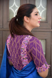 Deep Purple Cotton Ikkat Embroidered Blouse