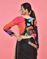 Multicoloured Abstract Hand Embroidered Velvet Blouse