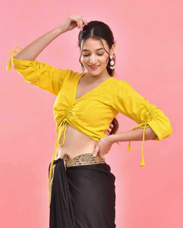 Yellow Crop Top Blouse