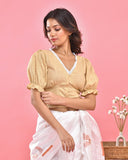 Beige Lacy Crop Top Blouse