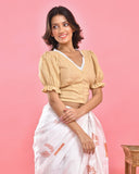 Beige Lacy Crop Top Blouse