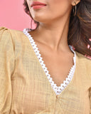 Beige Lacy Crop Top Blouse