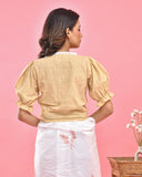 Beige Lacy Crop Top Blouse