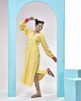 Lemon Pink Cotton Midi Dress