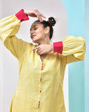 Lemon Pink Cotton Midi Dress