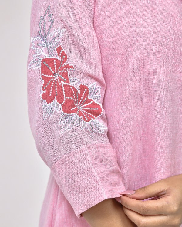 Powder Pink Cotton Shirt Dress