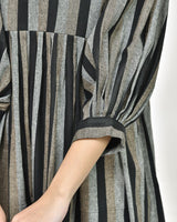 Black Striped Cotton Shift Dress