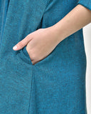 Peacock Blue Embroidered Cotton Midi Dress