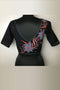Black Embroidered Cotton Blouse