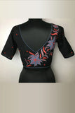 Black Embroidered Cotton Blouse