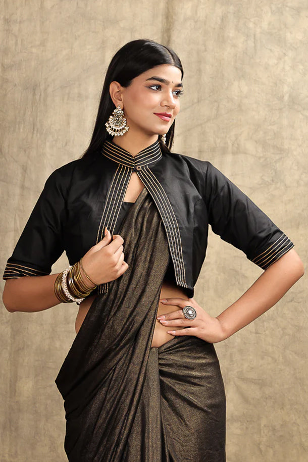 Black Embroidered Layered Blouse