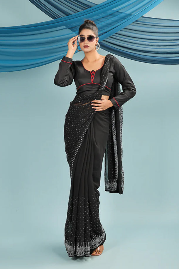 Black Red Long Sleeves Blouse