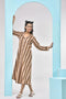 Brown Striped Cotton Dress