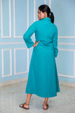 Terrific Turquoise Collared Midi Dress