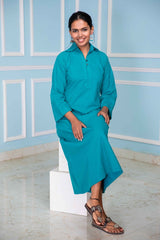 Terrific Turquoise Collared Midi Dress