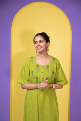 Lime Green Embroidered Night Dress