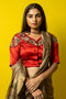 Cocktail Red Embroidered Silk Blouse