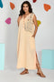 Cookie Cream Embroidered Sleeveless Comfort Dress