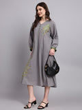 Ira Grey Embroidered Dress