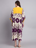 Ziva Purple Ikat Cotton Kafty