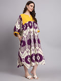 Ziva Purple Ikat Cotton Kafty