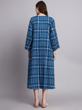 Indigo Grid Cotton Kafty