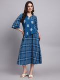 Indigo Grid Cotton Kafty