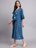 Indigo Grid Cotton Kafty