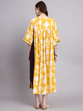 Mustard Abstract Print Cotton Kafty