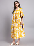 Mustard Abstract Print Cotton Kafty