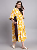 Mustard Abstract Print Cotton Kafty