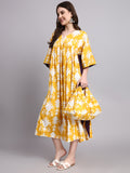 Mustard Abstract Print Cotton Kafty