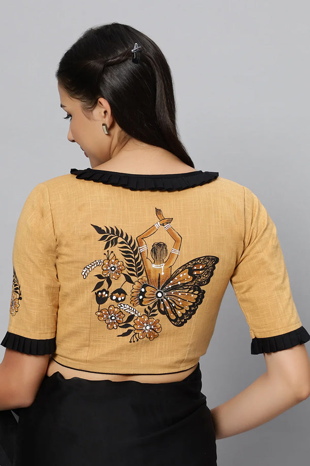 Beige - Plain Cotton Blouse Piece