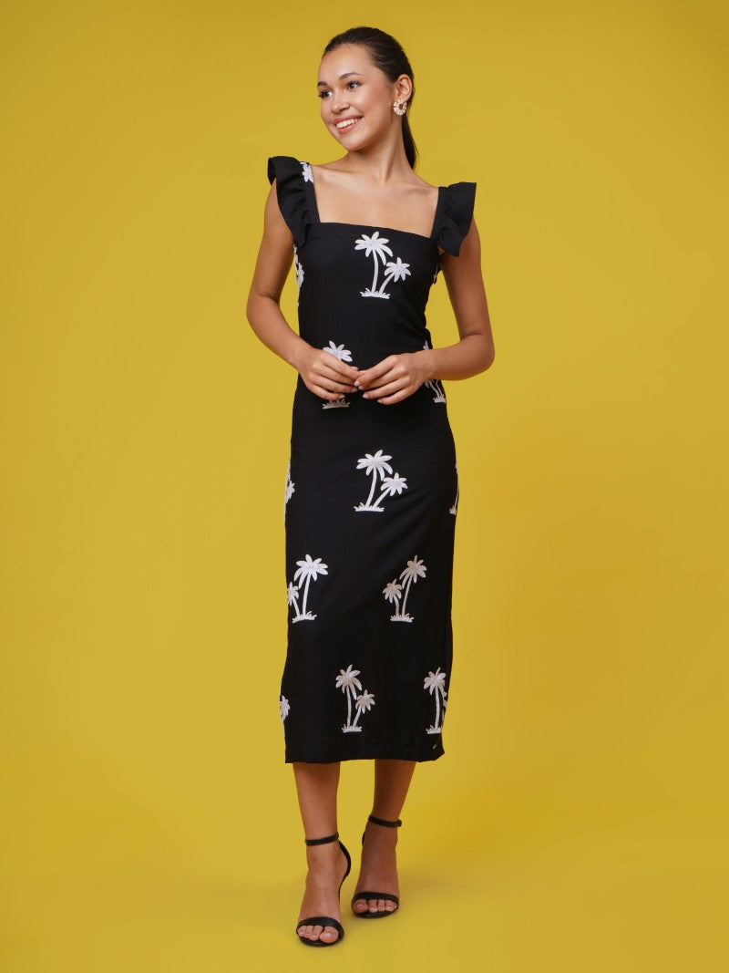 Luna Noir Ruffle Dress