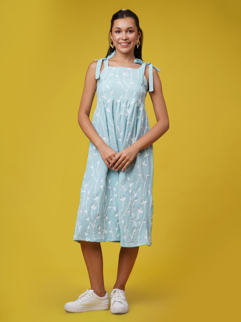 Mira Mist - Aqua Whimsy Tie-Strap Dress