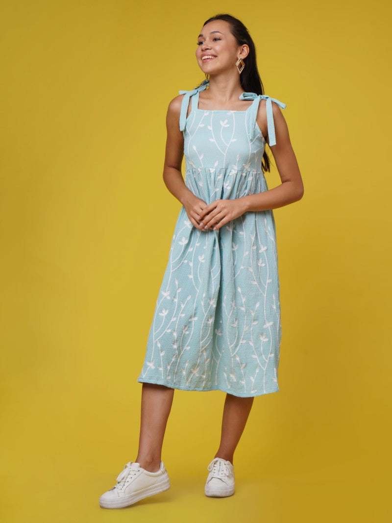 Mira Mist - Aqua Whimsy Tie-Strap Dress