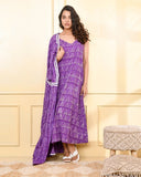 PURPLE DOUBLE LAYERED NIGHTY DRESS WITH SHRUG