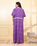 PURPLE DOUBLE LAYERED NIGHTY DRESS WITH SHRUG