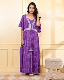 PURPLE DOUBLE LAYERED NIGHTY DRESS WITH SHRUG