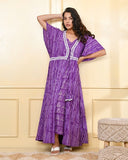 PURPLE DOUBLE LAYERED NIGHTY DRESS WITH SHRUG