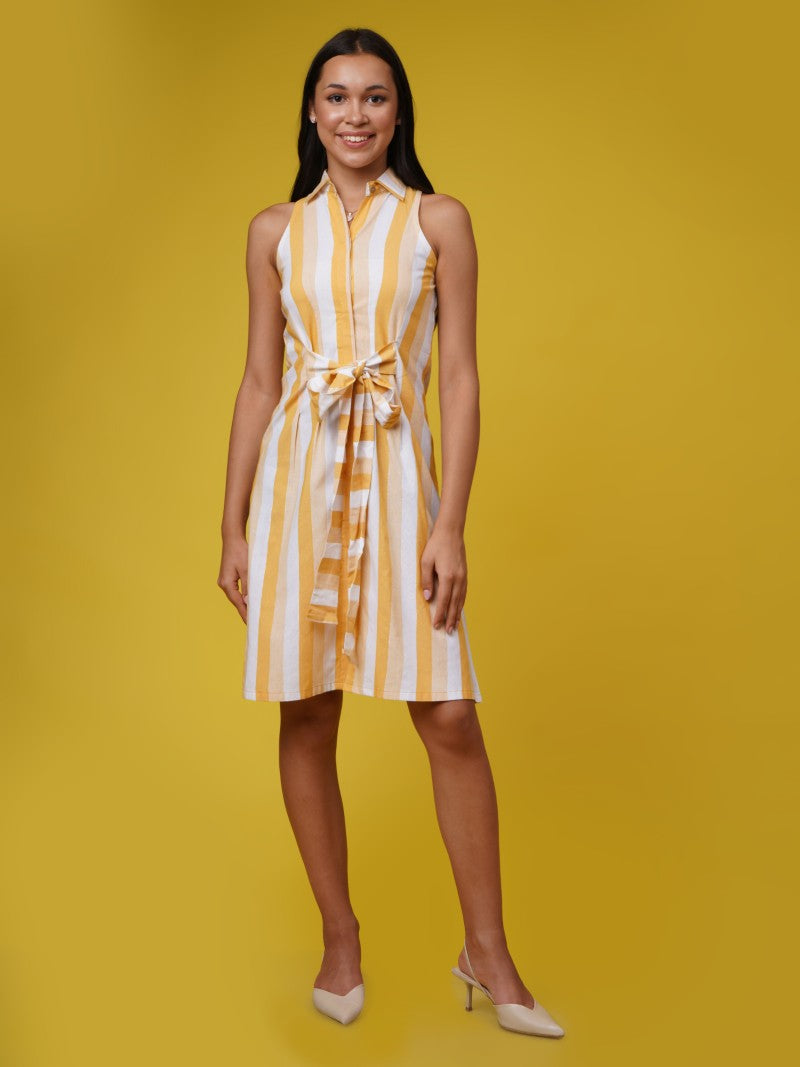 Sunny Lea - Yellow Charm Stripe Shirt Dress